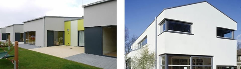 Slike prikazuju implementaciju cementnih ploča Bluclad u modernim stambenim zgradama