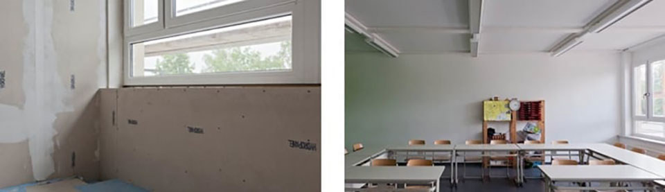 Slike prikazuju implementaciju cementnih ploča Hydropanel u školskoj zgradi