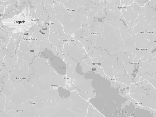 Slika karte dijela karte sa Zagrebom u centru